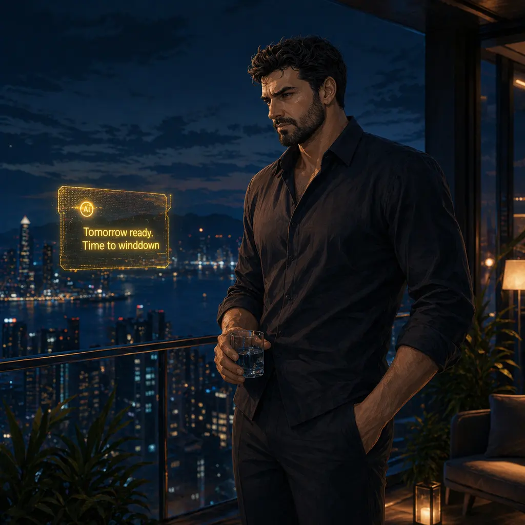 Evening winddown and personal reset scene